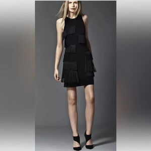 Grace MMXIII Black Fringe Tiered Cocktail Dress Womens Size 6